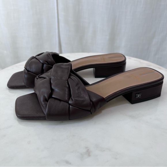 Sam Edelman Revolve Dawson Leather Square Toe Heels Sandals Slides Size 7.5